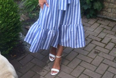 striped dress with ruffles