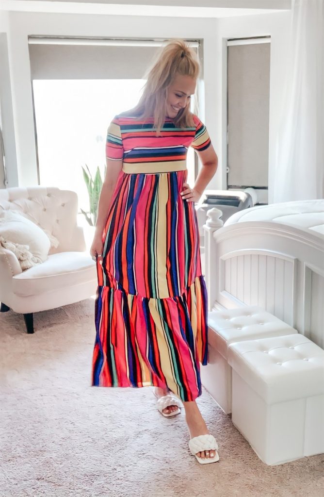 multi-stripe dress