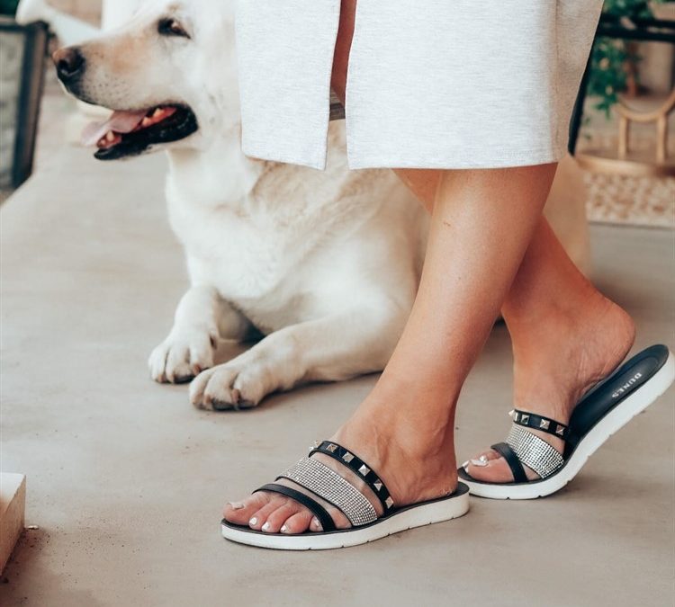 black studded sandals