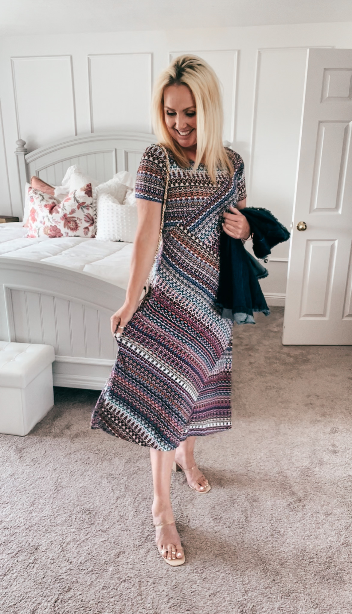 what to wear with a striped dress