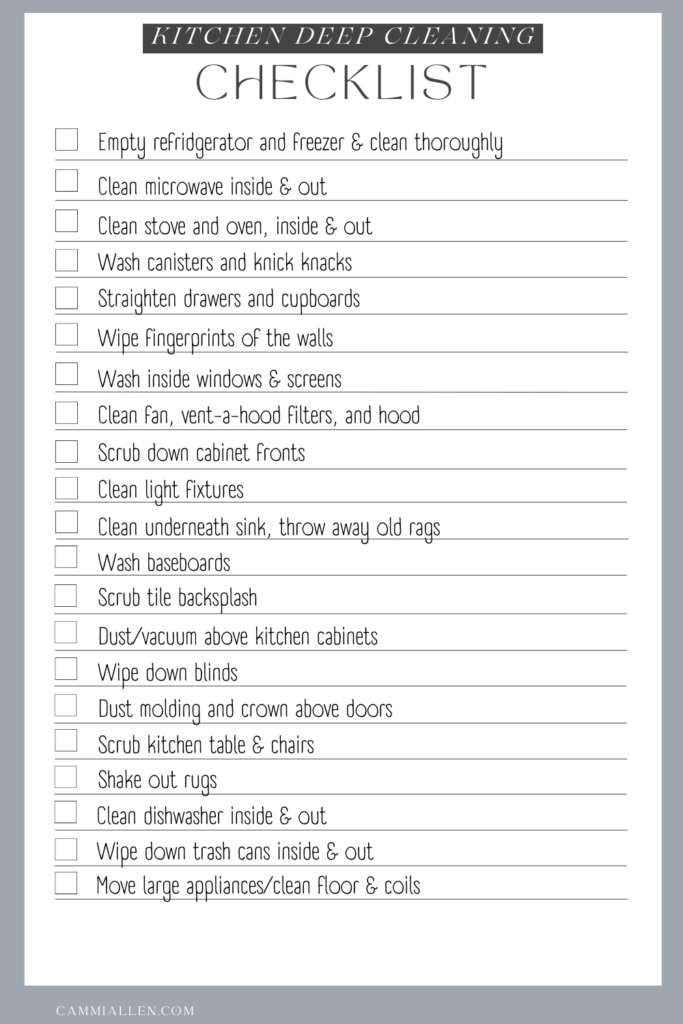 deep cleaning checklist