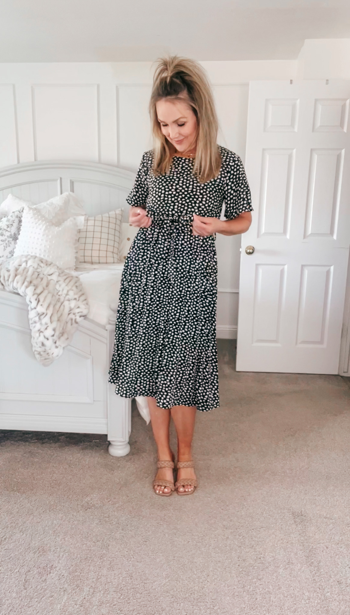 The Black And White Midi Dress... - MY HAPPY PLACE