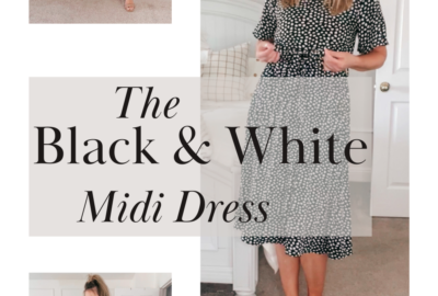 black and white midi dress