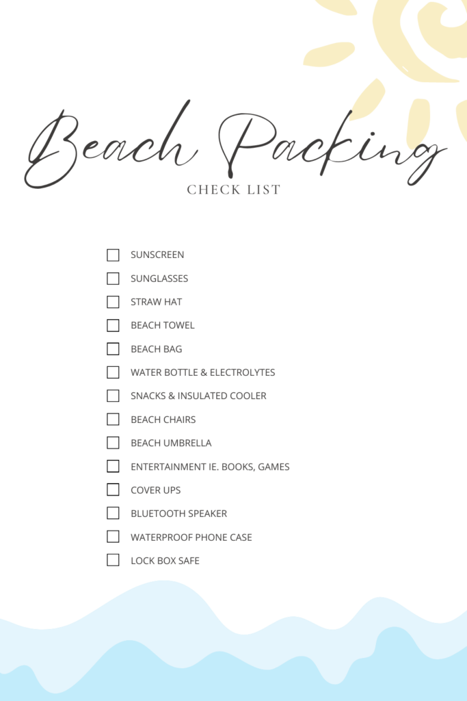 beach packing checklist