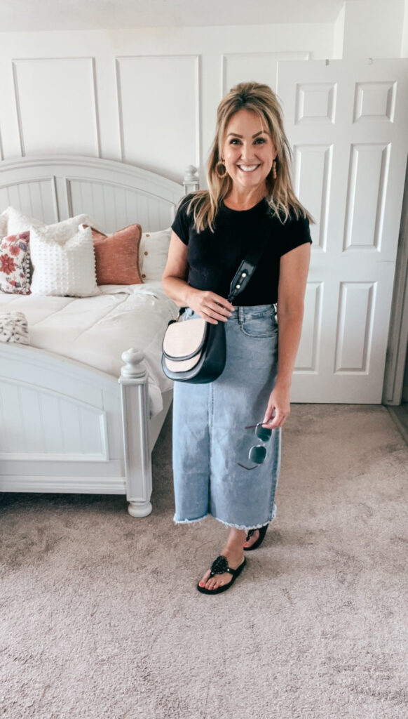 modest denim skirt